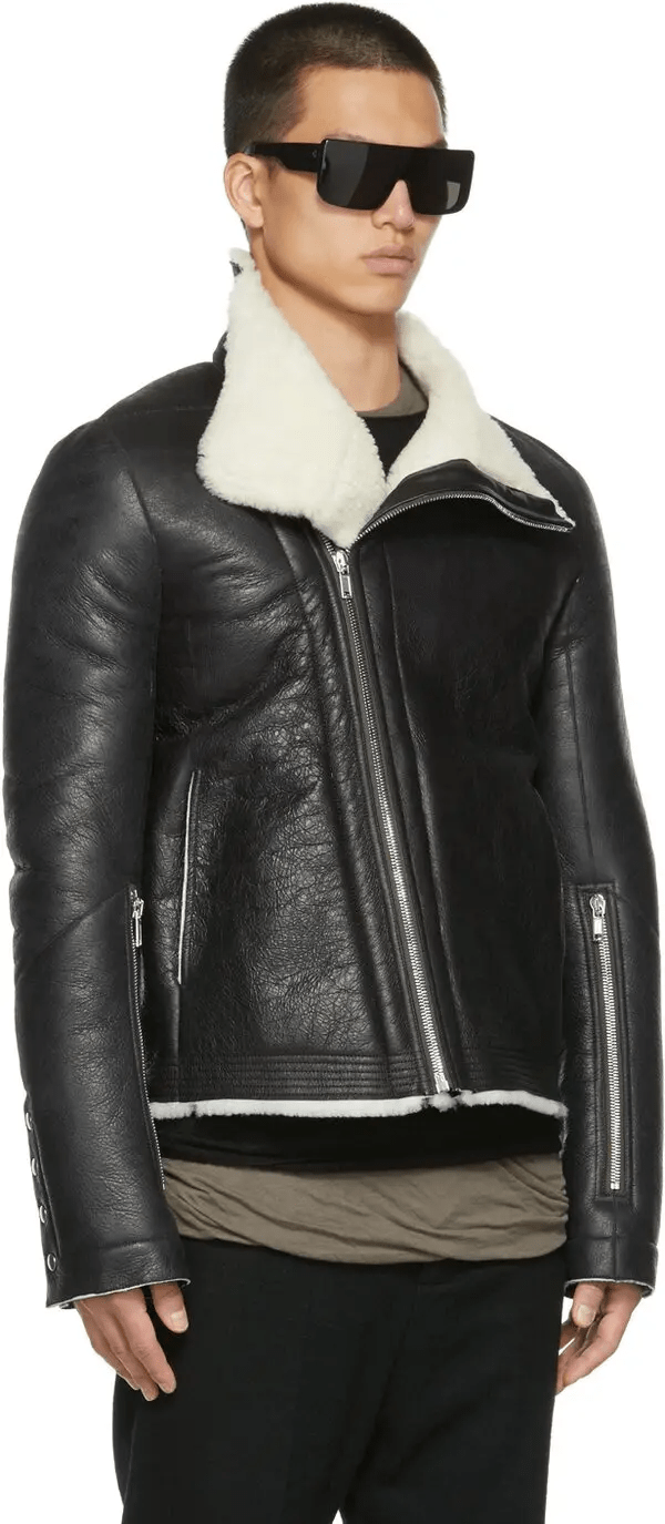 Rick Owens Black Shearling Bauhaus Jacket | Fortune Jackets