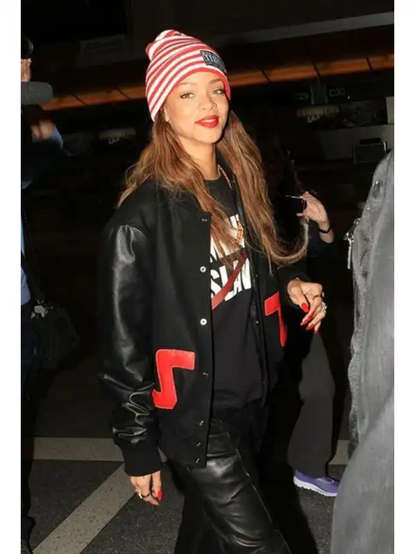 Valentine's Day Rihanna Black Leather Jacket