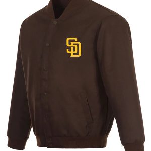 San Diego Padres Jh Design Brown Pollytwill Varsity Jacket