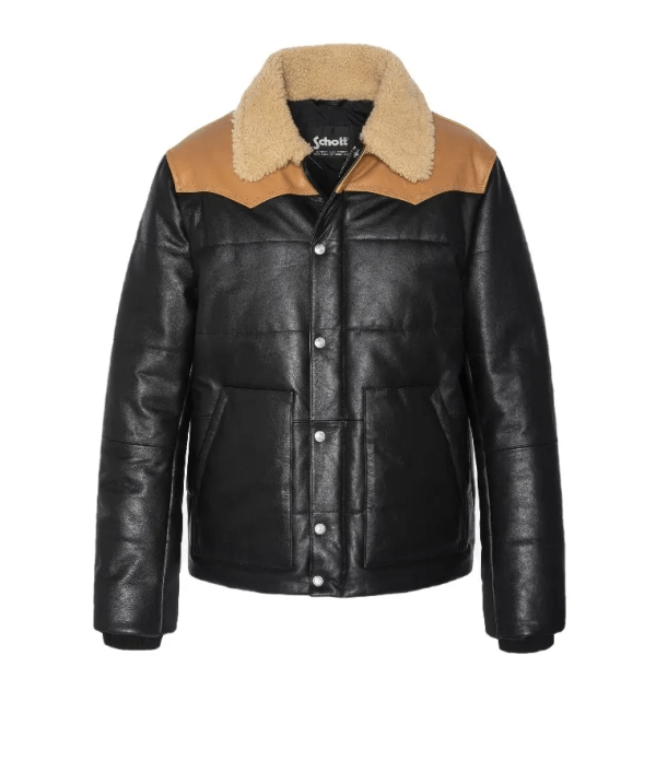 Schott Iconic Top Gun Puffer Leather Jacket