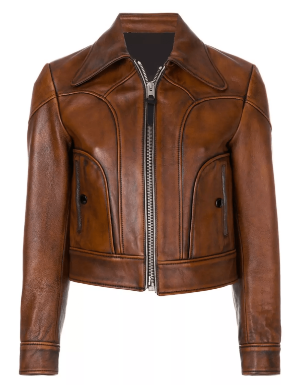 Selena Gomez Brown Leather Jacket