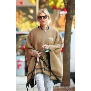 Sienna Miller Varsity Wool Zip Poncho