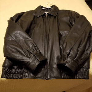 St Johns Bay Black Leather Bomber Jacket