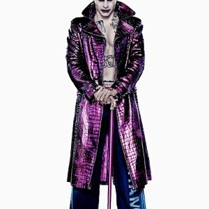 Suicide Squad Joker Crocodile Leather Trench Coat