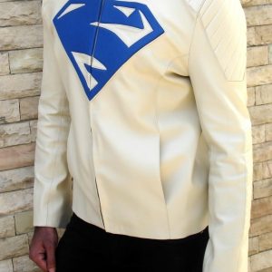 Superman 2013 New Man Of Steel Ivory Leather Jacket