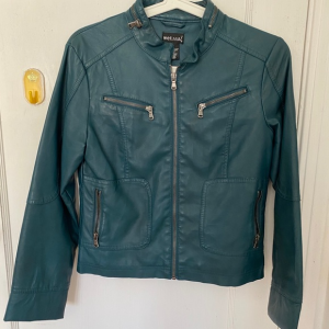 Teal Green Faux Leather Jacket