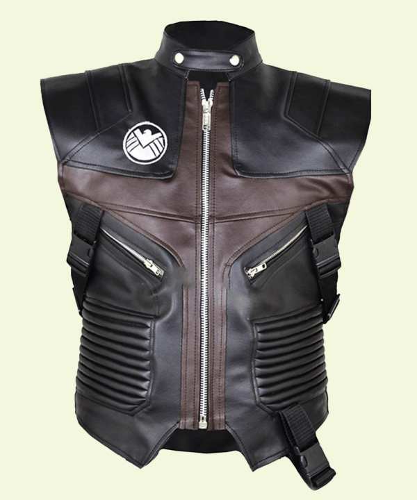 The Avengers Hawkeye Black Leather Vest