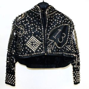 Kelly Lebrocks Studs Black Leather Jacket From The Movie Weird Science