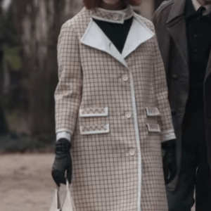 The Queens Gambit Anya Taylor Joy Checkered Cream Coat