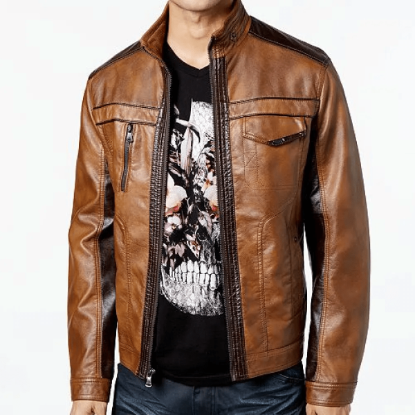 Two Tone Leather Jacket Mens