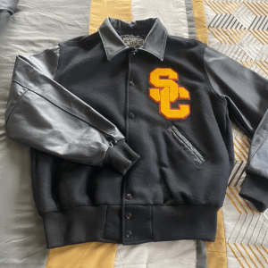 Usc Letterman Holloway Varsity Black Wool Jacket