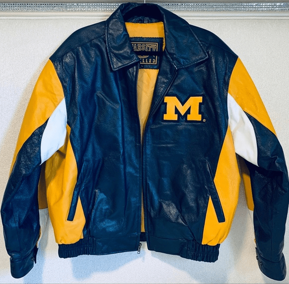 Varsity Michigan Wolverines Black Leather Jacket