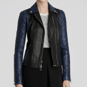 Vince Colorblock Moto Biker Leather Jacket