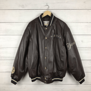 Vintage 1990s New York Yankees G3 Black Leather Jacket