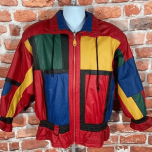 Vintage G iii Rainbow Color Block Leather Jacket