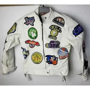 Vintage Jeff Hamilton Nba Patch Logo Leather Jacket