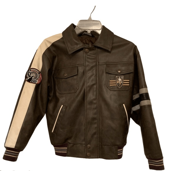 Vintage Screaming Eagles Brown Bomber Motorcycle Jacket