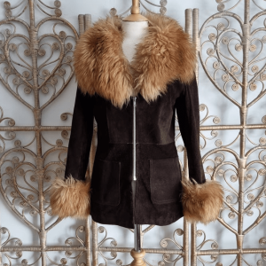 Women Shearling Fur Suede Leather Jacket