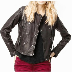 Women's Brown Biker Leather Jacket