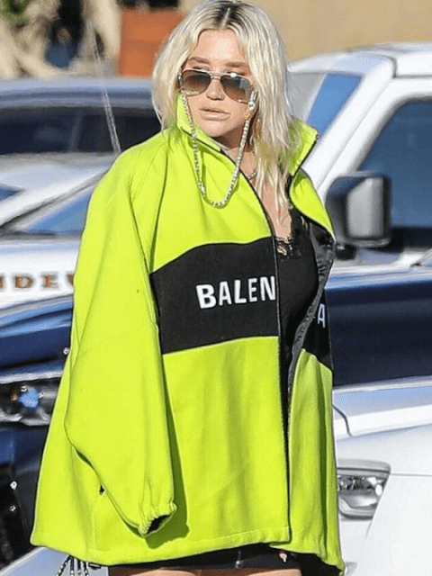 Womens Kesha Highlighter Balenciaga Wool Jacket