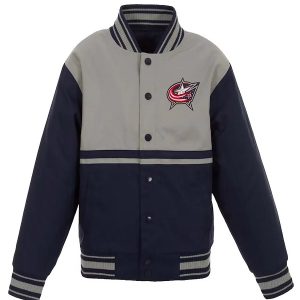 Youth Columbus Navy Blue And Gray Poly Twill Jacket