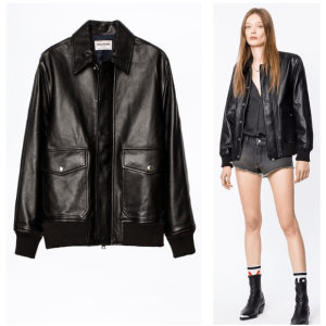 Zadig & Voltaire Kaia Oversized Black Leather Jacket