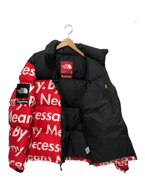 Supreme Tnf By Any Means Necessary Nuptse Red Jacket - Fortune Jackets