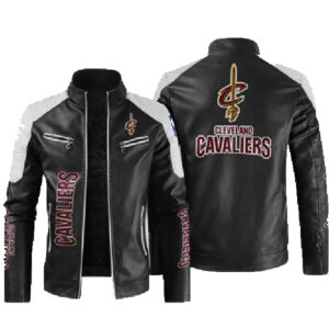 Black White Cleveland Cavaliers Leather Jacket