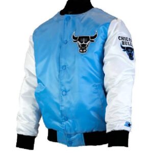 Chicago Bulls NBA Tobacco Road Blue and White Varsity Jacket