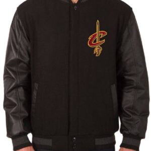 Cleveland Cavaliers NBA Jh Design Reversible Wool Twill Leather Jacket