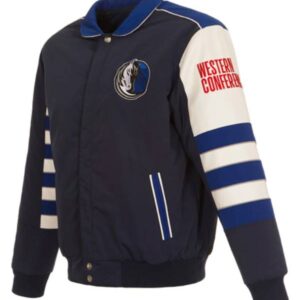 Dallas Mavericks JH Design Navy Stripe Colorblock Varsity Jacket