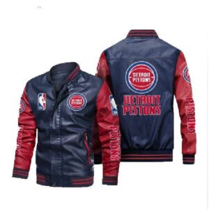 Detroit Pistons NBA 2de0904 Blue_Red Leather Jacket