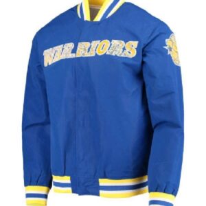 Golden State Warriors NBA Team Royal Hardwood 75th Anniversary Authentic Varsity Jacket