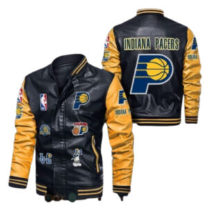 Indiana Pacers NBA Team Black Gold Logo Team Bomber Jacket