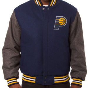 Indiana Pacers NBA Team JH Design Navy Domestic Varsity Jacket