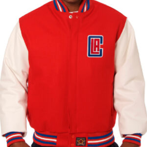 LA Clippers NBA Team JH Design Red/White Big & Tall Varsity Jacket