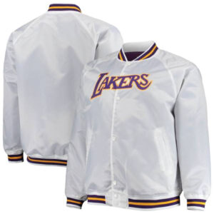 Los Angeles Lakers NBA Team White Lightweight Satin Varsity Jacket