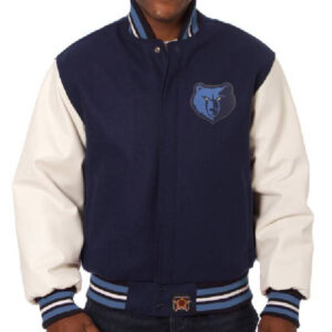 Memphis Grizzlies NBA Team JH Design Navy/White varsity Jacket