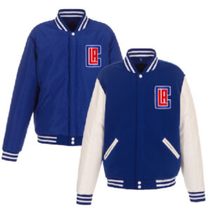 LA Clippers NBA Team JH Design Royal/White Reversible Varsity Jacket