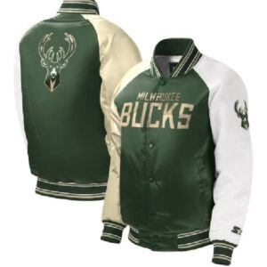 Milwaukee Bucks NBA Team Youth Starter Hunter Green Raglan Varsity Jacket