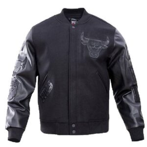 NBA Chicago Bulls Pro Standard Triple Black Varsity Jacket