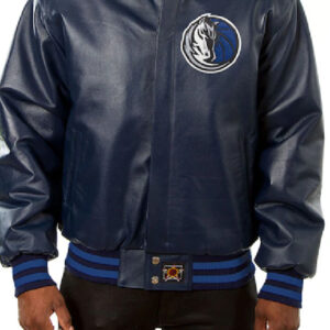 NBA Dallas Mavericks Navy Domestic Leather Jacket