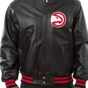 NBA Team Atlanta Hawks Black Varsity Leather Jacket