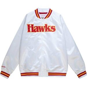 NBA Team Atlanta Hawks white varsity jacket