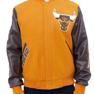 NBA Team Chicago Bulls Pro Standard Yellow Letterman Jacket