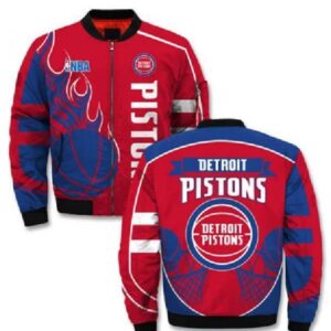 NBA Team Detroit Pistons Printful 3D Letterman Bomber Jacket