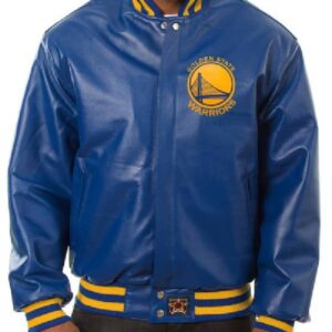 NBA Team Golden State Warriors JH Design All-Leather Logo Bomber Jacket