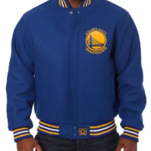 NBA Team Golden State Warriors JH Design Royal Embroidered Varsity Jacket
