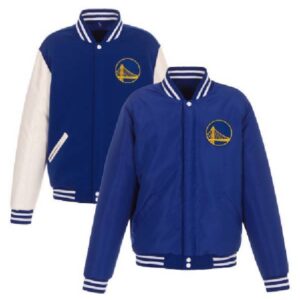 NBA Team Golden State Warriors JH Design Royal_White Varsity Jacket