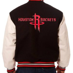 NBA Team Houston Rockets JH Design Black_White Bomber Jackets